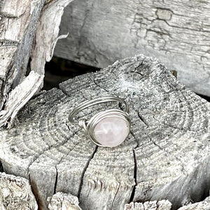 Rose Quartz Wire Wrapped Ring - Wire Wrapped Ring