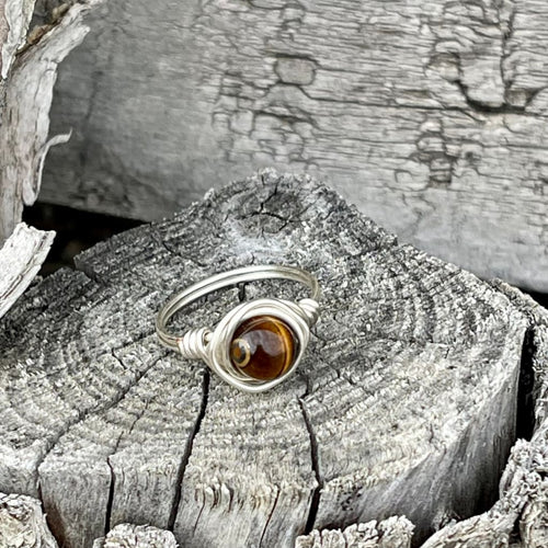 Tiger Eye Wire Wrapped Ring - Wire Wrapped Ring