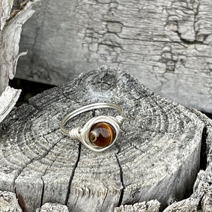 Tiger Eye Wire Wrapped Ring - Wire Wrapped Ring